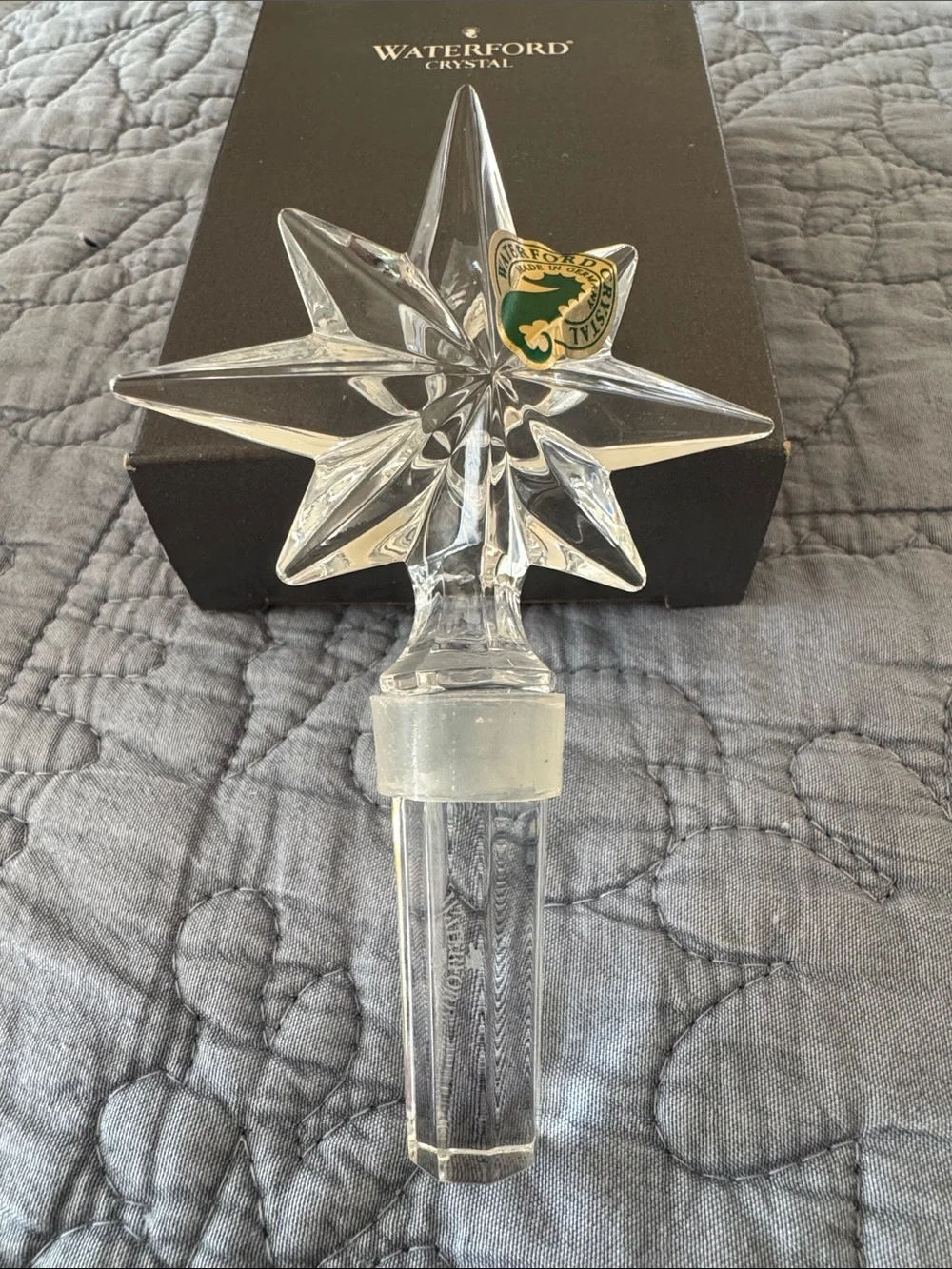 NIB! Waterford Crystal “Congratulation” Star Bottle Stopper